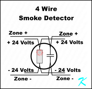 The 4 wires are for the connections on the detector and there are 8 wires to the building.