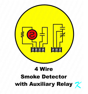 A 4-wire smoke detector with an auxiliary relay is still a 4-wire smoke detector. It only has the auxiliary relay contacts that activate when the detector goes into alarm.
