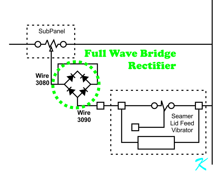 The power supply for the Seamer Vibrator uses a Full Wave Bridge Rectifier, but not as a bridge rectifier.