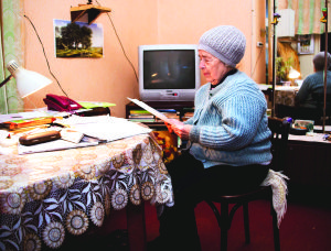 Senior at home in her apartment