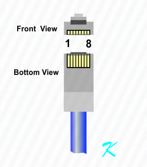 Pin numbers for an RJ45 data plug